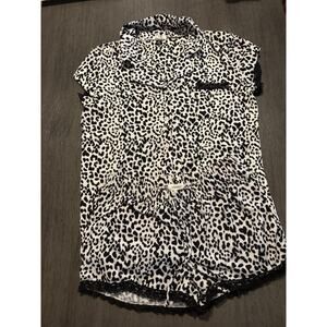 Catherine Malandrino Women's Leopard Print Short Pajama Set Size L